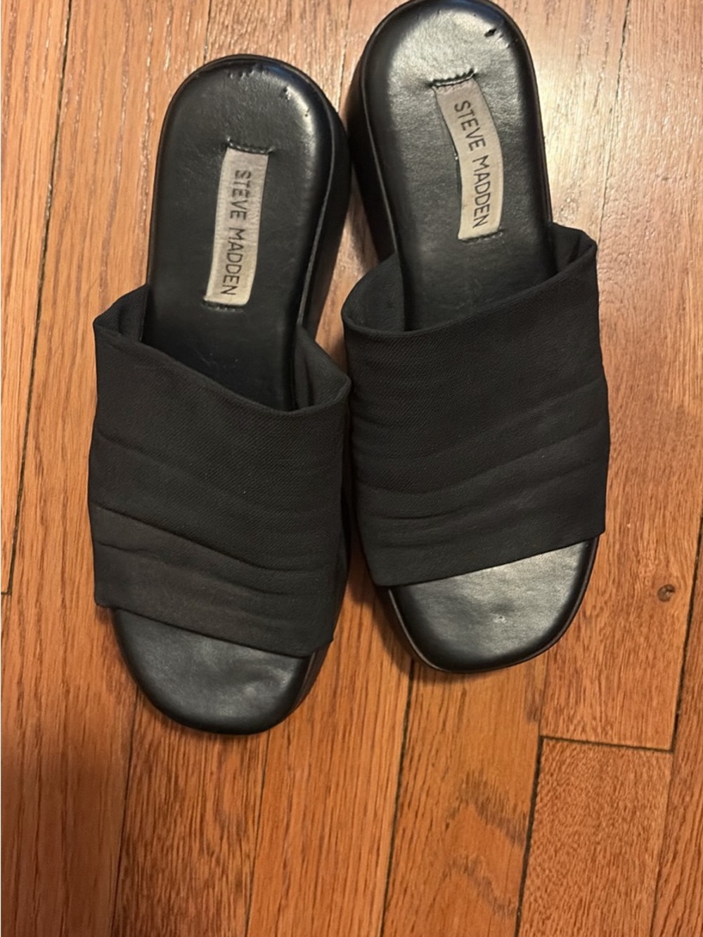 Steve Madden Black Slide Mules with Wide Fabric Band